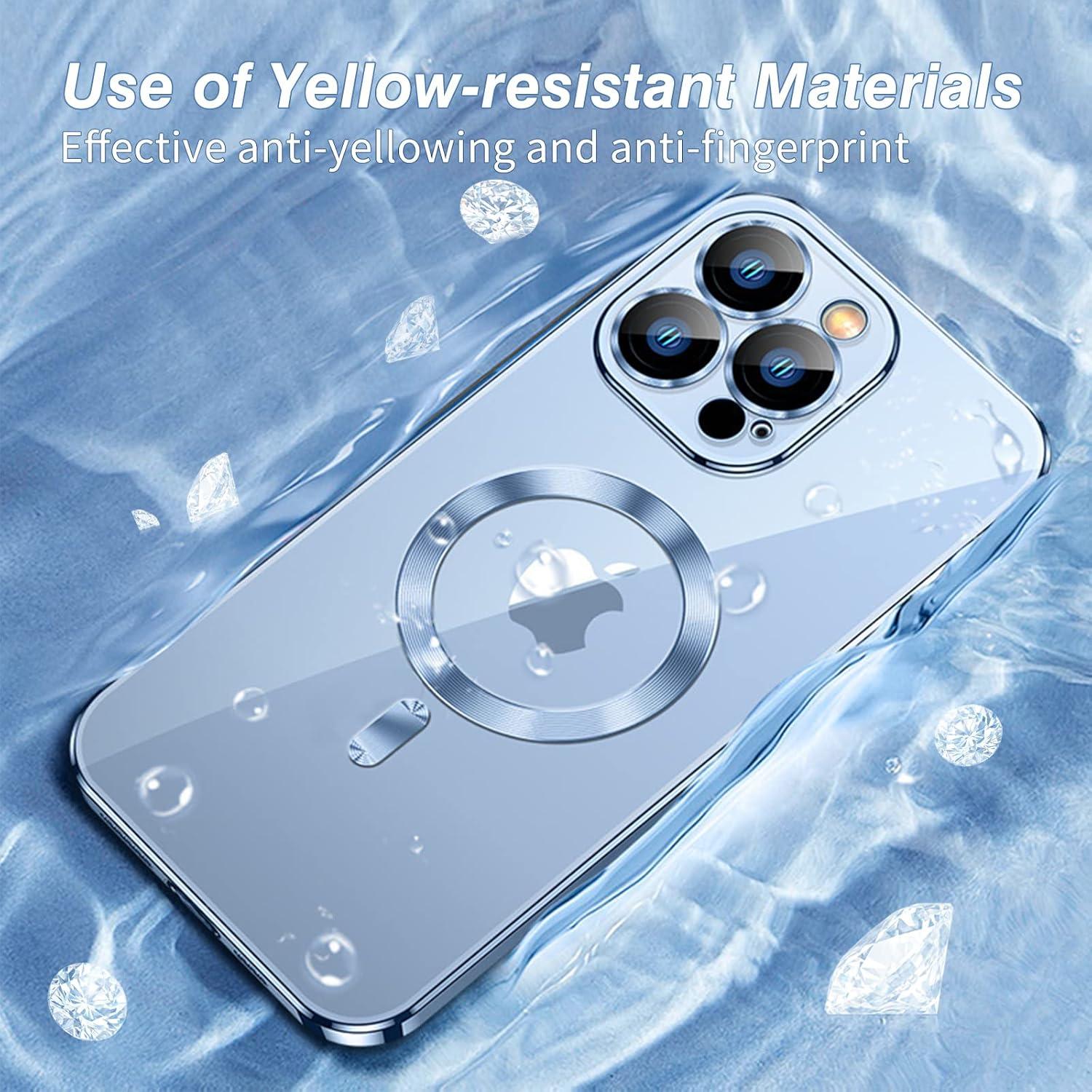 Klare iPhone 15 Pro Max Hülle MagSafe Adsorption Blau