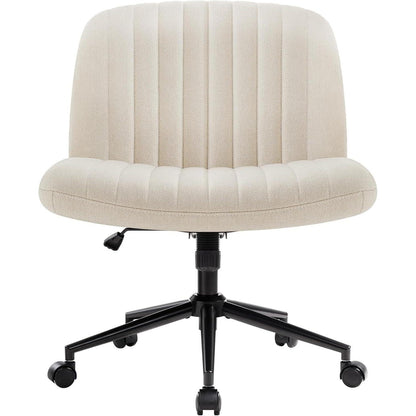 Bürostuhl ohne Armlehnen beige höhenverstellbar mit Rollen