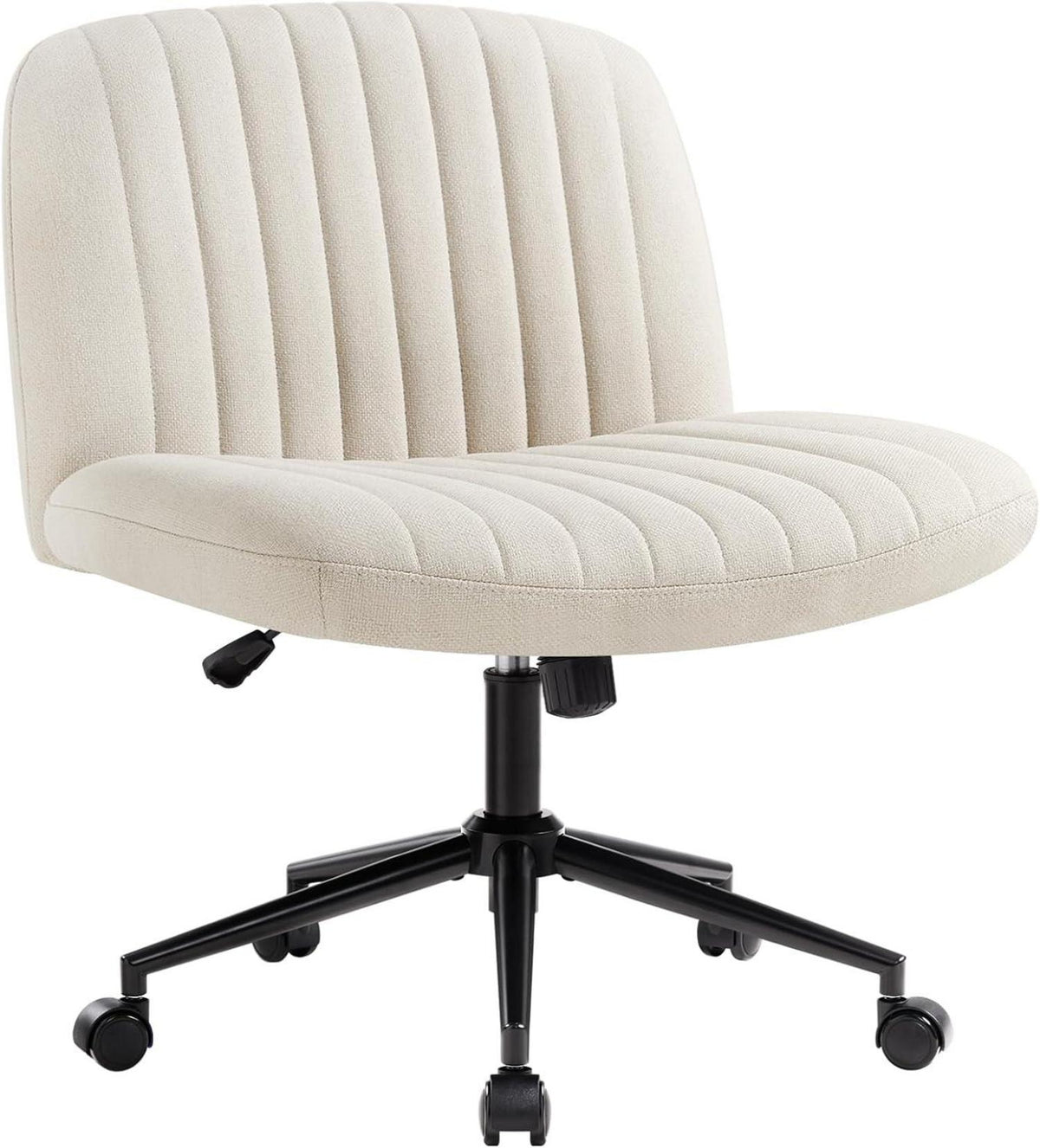 Bürostuhl ohne Armlehnen, Höhenverstellbar mit Rollen - Beige