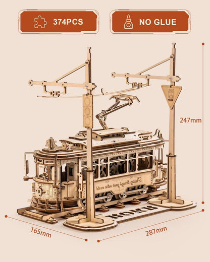ROKR 3D Holz Puzzle Classic City Tram Bausatz 374 Teile 1:24