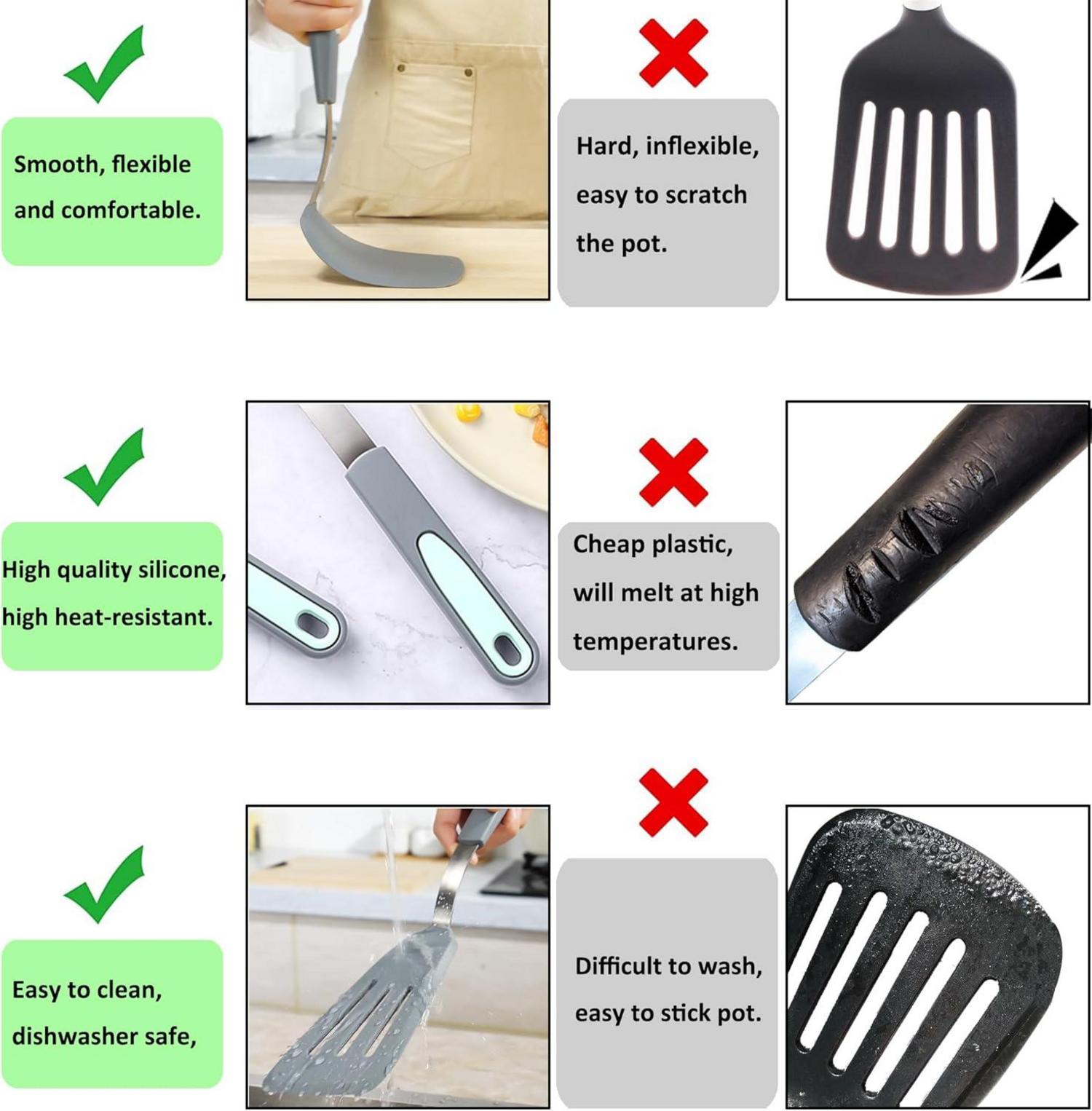 5er Set Silikon Pfannenwender, BPA-frei, hitzebeständig