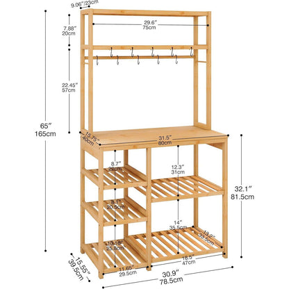 Bambus Küchenregal 6-stöckiger Mikrowellenständer 80 CM