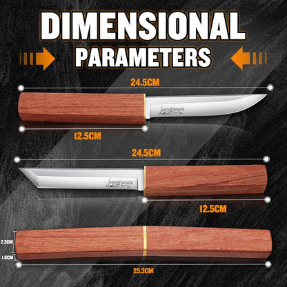 Jagdmesser Outdoor 2-in-1 Doppelmesser D2 Stahl Survival Tanto Camping