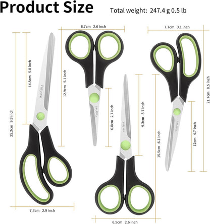 Hochwertige Vutyvve Edelstahlschere Set 4-teilig Schwarz Grün Ergonomischer Griff