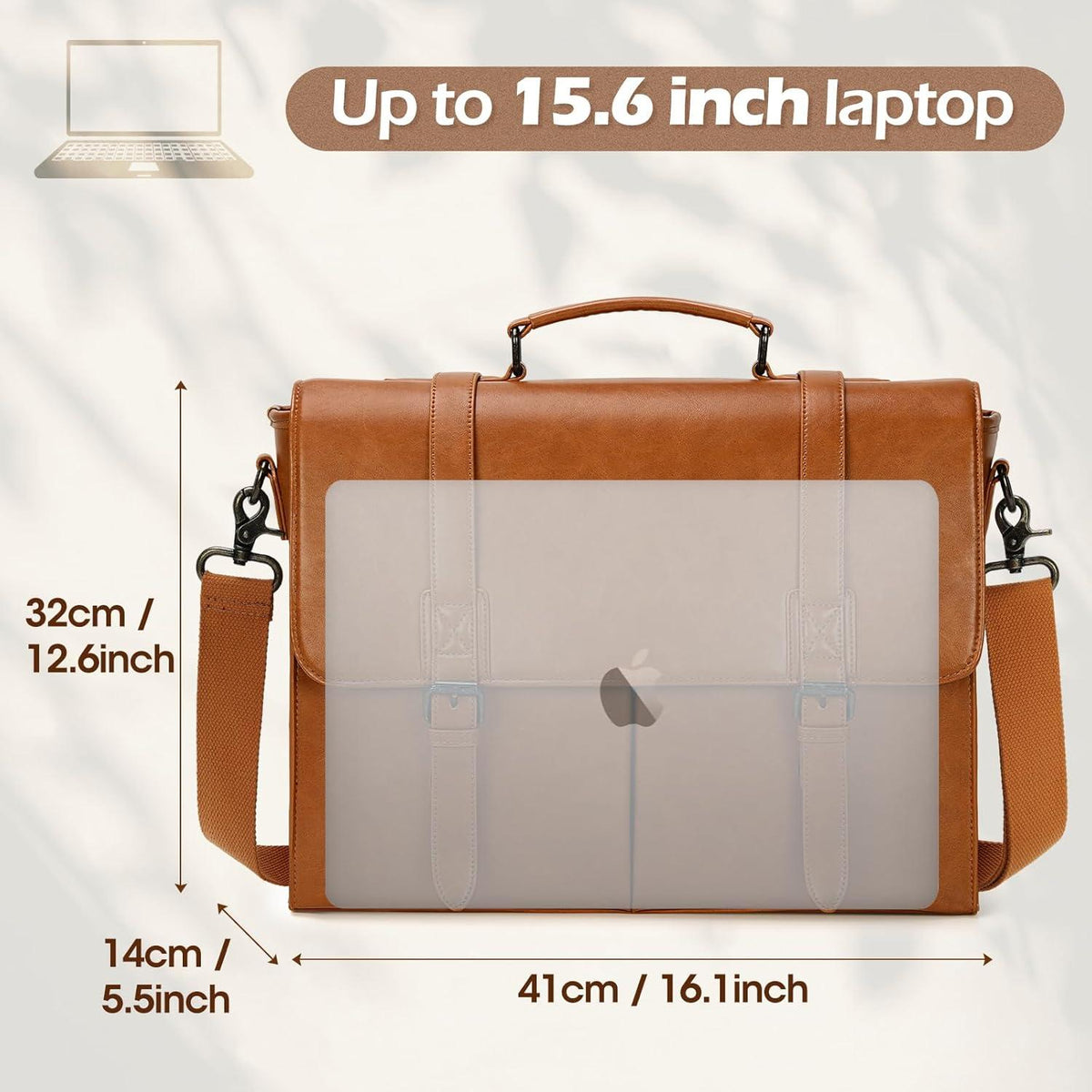 Herren Aktentasche Laptoptasche 15.6 Zoll Messenger Bag Braun