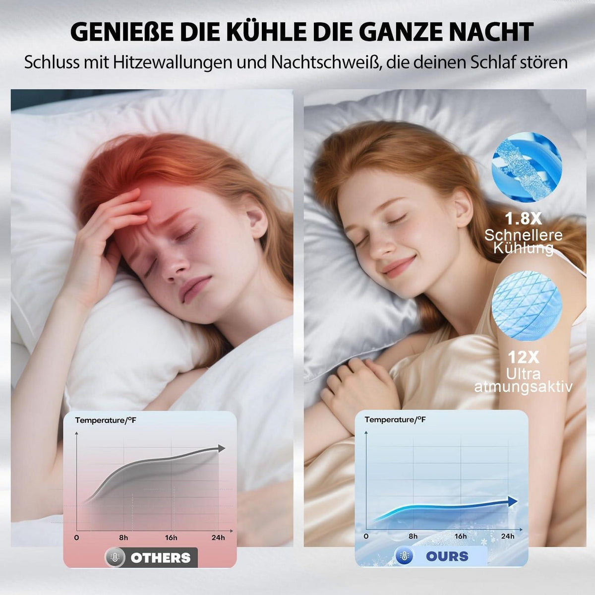 Seidenkissenbezug 40x80 Maulbeerseide - 2er Set Silbergrau