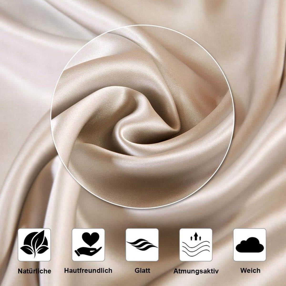 Seidenkissenbezug 40x80 Maulbeerseide - 2er Set, Beige