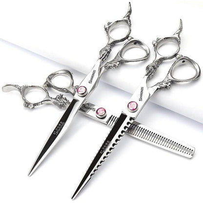 7 Zoll Friseurschere 4er-Set – 440C Stahl, scharf & ergonomisch
