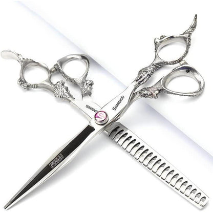 7 Zoll Friseurschere 4er-Set – 440C Stahl, scharf & ergonomisch