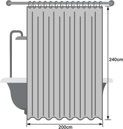 Duschvorhang 200x240 Weiß Textil Anti-Schimmel 14 Ringe,callback Pack