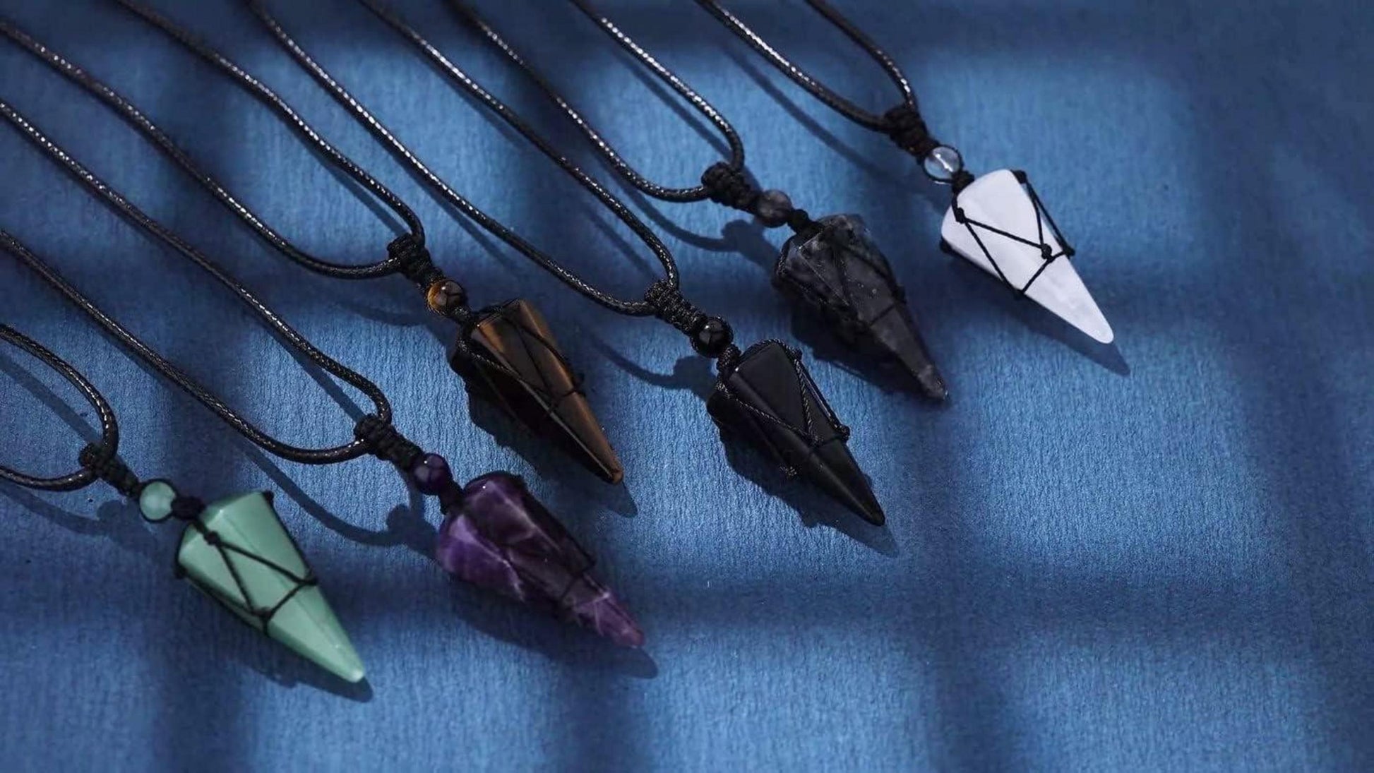 Kristallanhänger Amethyst Halskette verstellbares Lederseil