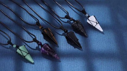 Kristallanhänger Amethyst Halskette verstellbares Lederseil