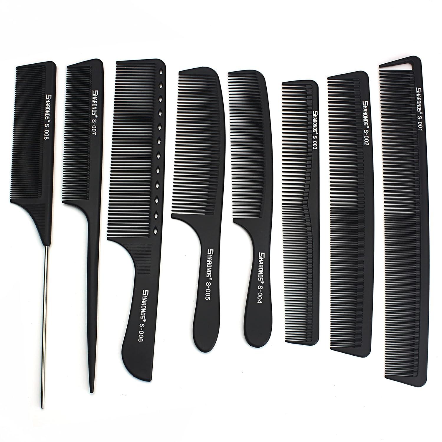 Professionelles Barber Carbon Comb Set - 8-teilig/10-teilig