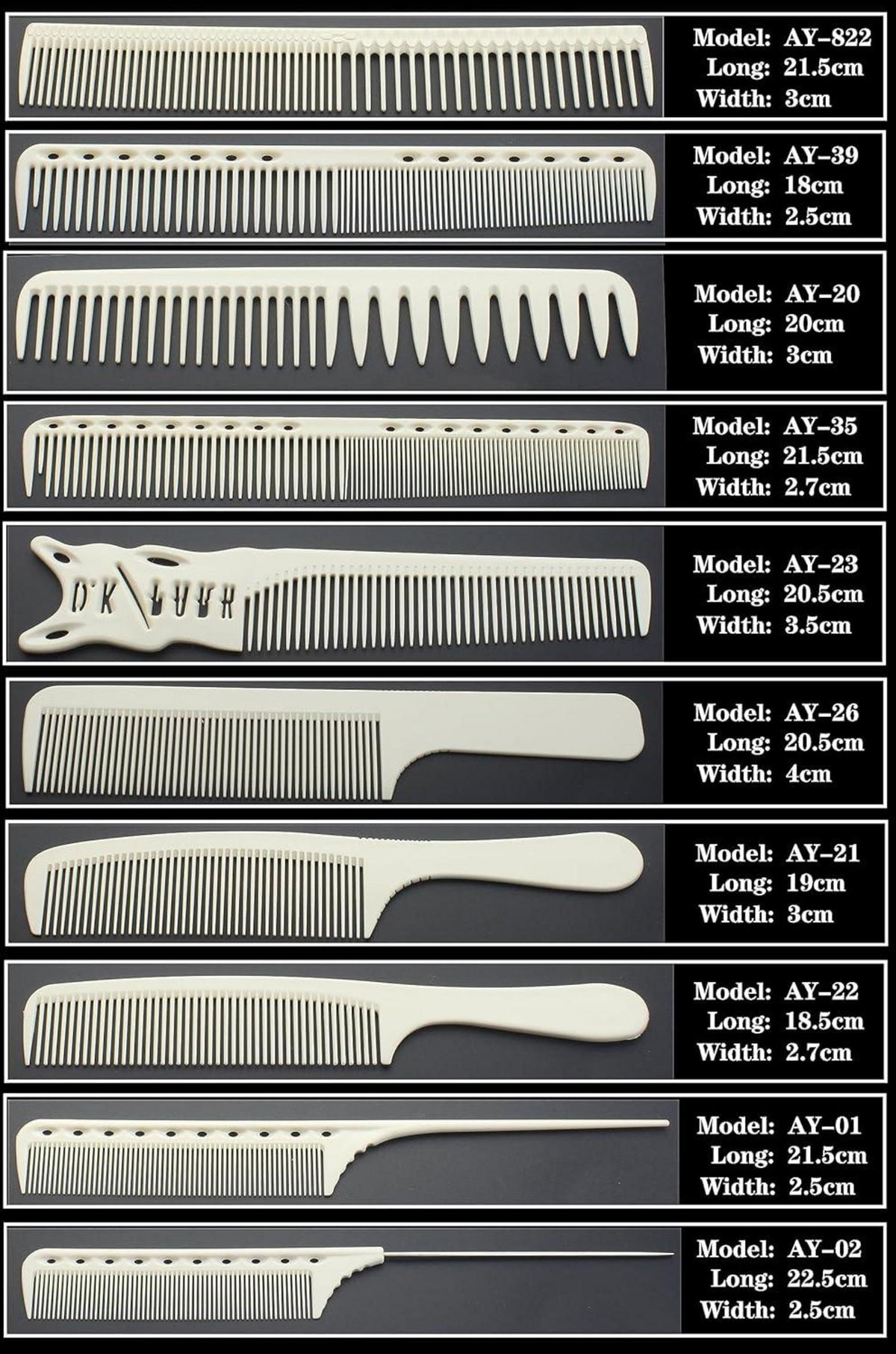 Professionelles Kohlefaser Kamm Set für alle Frisuren - 10