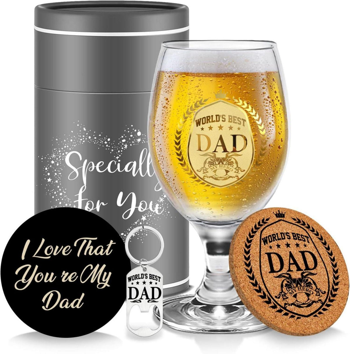 Personalisiertes Bierglas Geschenkset für Papa - Geburtstag Vatertag