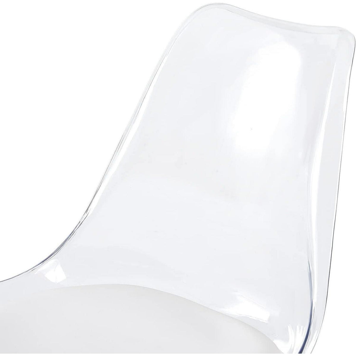 Transparente Esszimmerstühle mit Buchenbeinen in Lederoptik