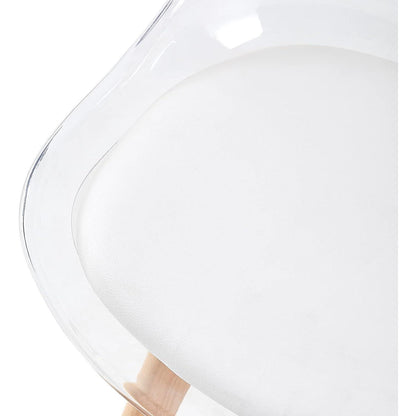 Transparente Esszimmerstühle mit Buchenbeinen in Lederoptik