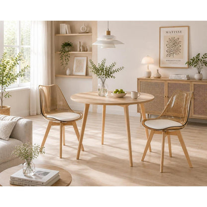 Esszimmerstühle 2er Set, Schalenstuhl mit PU Sitz, Braun