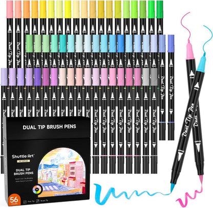 Pastell Brush Pen Set 56 Farben, Mit Doppelspitze & Pinselstifte