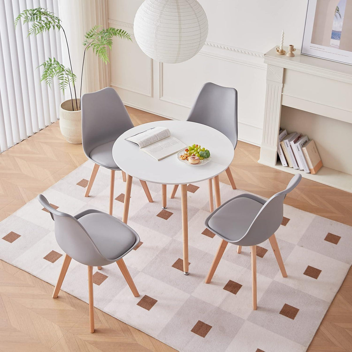 Runder Esstisch Set mit 4 Stühlen – Skandinavisch & Modern
