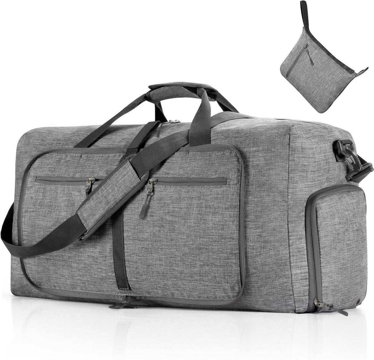 Faltbare Reisetasche 65L Sporttasche mit Schuhtasche - Lila
