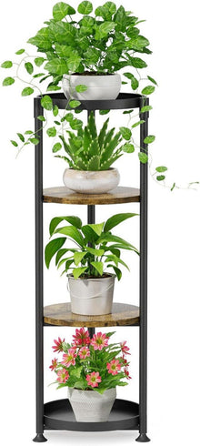 Blumenständer Metall 4 Ebenen Pflanzenregal Indoor Outdoor Schwarz
