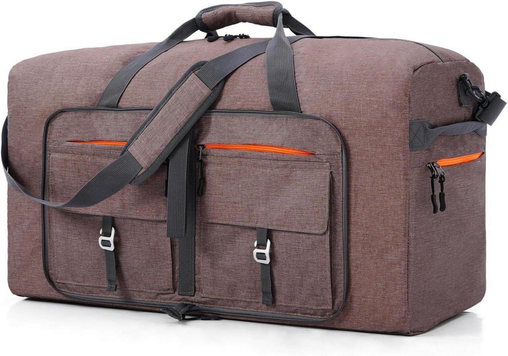 Vomgomfom 65L Faltbare Reisetasche Sporttasche mit Schuhtasche Braun