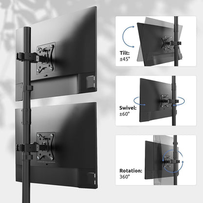 Monitor Halterung 2 Monitore 80cm Pole Schwenk Neige Drehung
