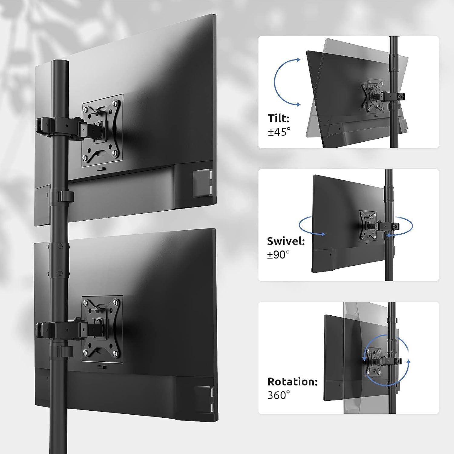 Monitor Halterung 2 Monitore, Extra hohe 80cm Vertical Stack