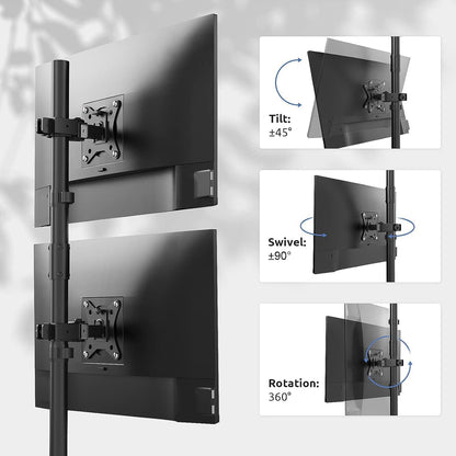 Monitor Halterung 2 Monitore, Extra hohe 80cm Vertical Stack
