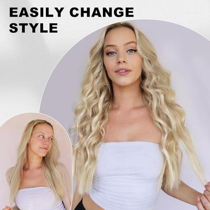 Lange gewellte Haarverlängerung Blond mit Clips & Draht 50cm