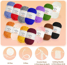 Häkelgarn Set, 200g, 5Ply Baumwolle, Bunte Acrylwolle
