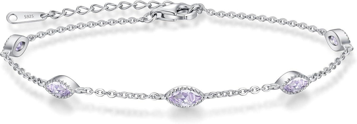 Pferdeaugen Armband 925 Sterling Silber Zirkonia Gold - Geburtsstein