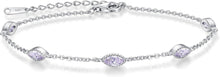 Pferdeaugen Armband 925 Sterling Silber Zirkonia Gold - Geburtsstein