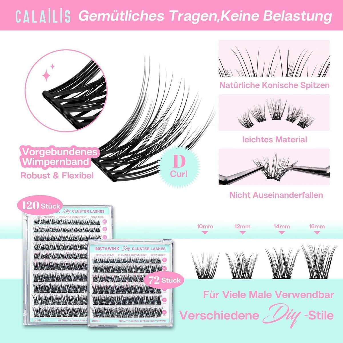 Selbstklebende Wimpern 72 Stück – Klebefrei & Wiederverwendbar