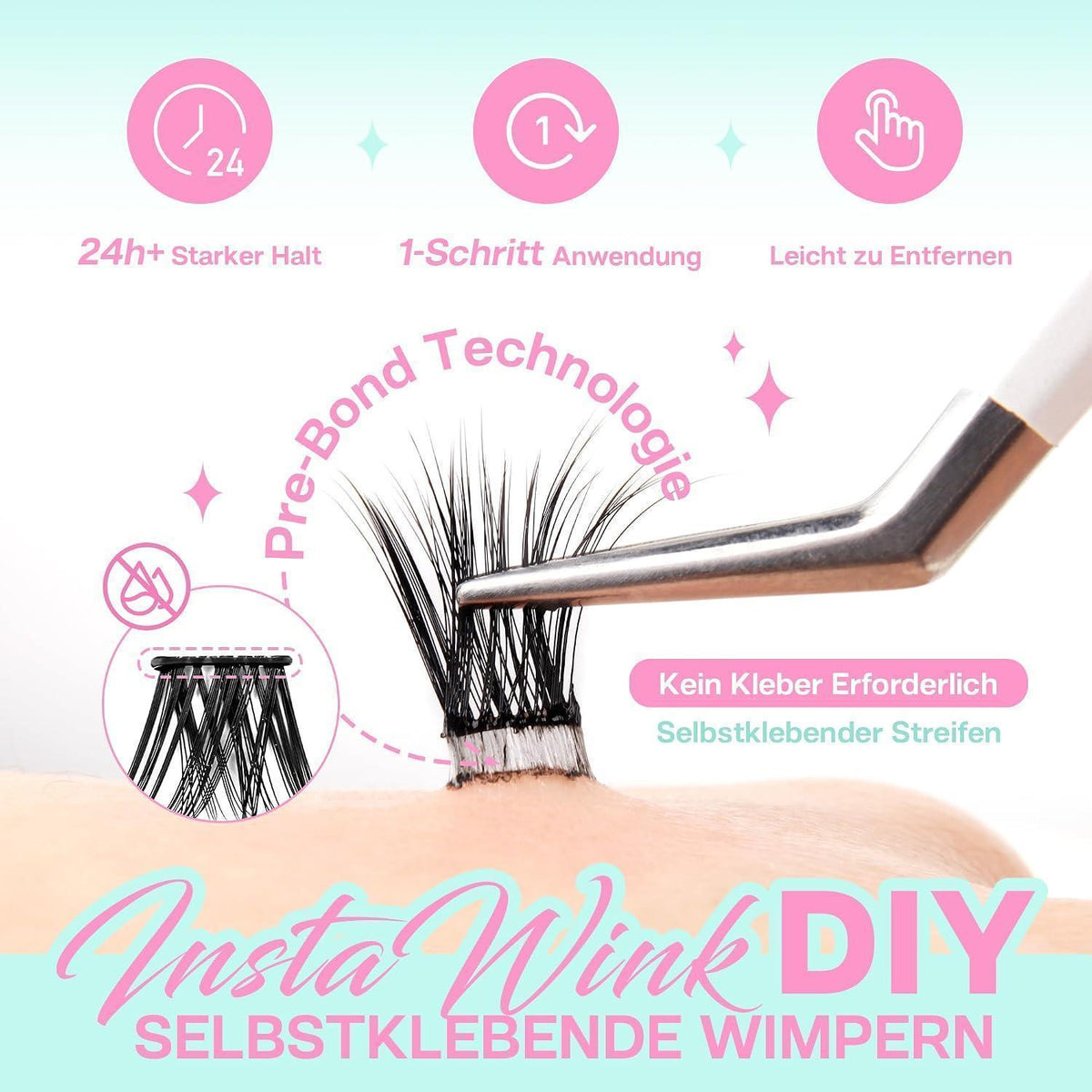 Selbstklebende Wimpern 72 Stück – Klebefrei & Wiederverwendbar