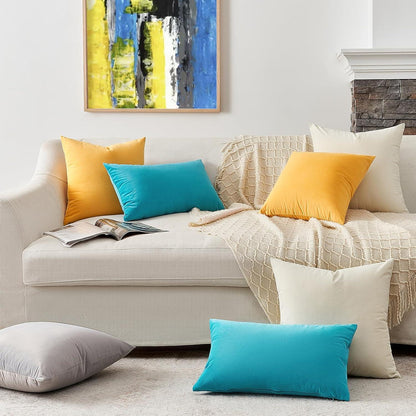 Samt Kissenbezüge 40x40 cm Türkis Blau 2er Set Sofakissen Couch Deko