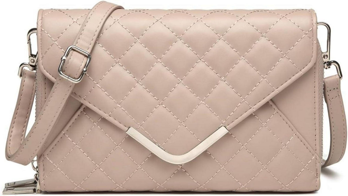 Damen Umhängetasche Klein Leder Gesteppte Crossbody Bag