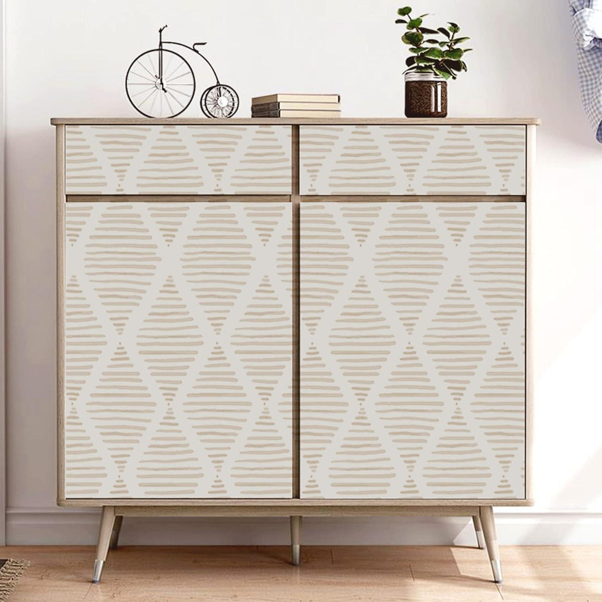 Selbstklebende Tapete Moderner Streifen Beige 44Bx1000Lcm