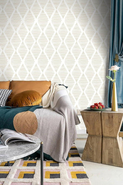 Selbstklebende Tapete Möbelaufkleber Beige Diamant Streifen 44B x
