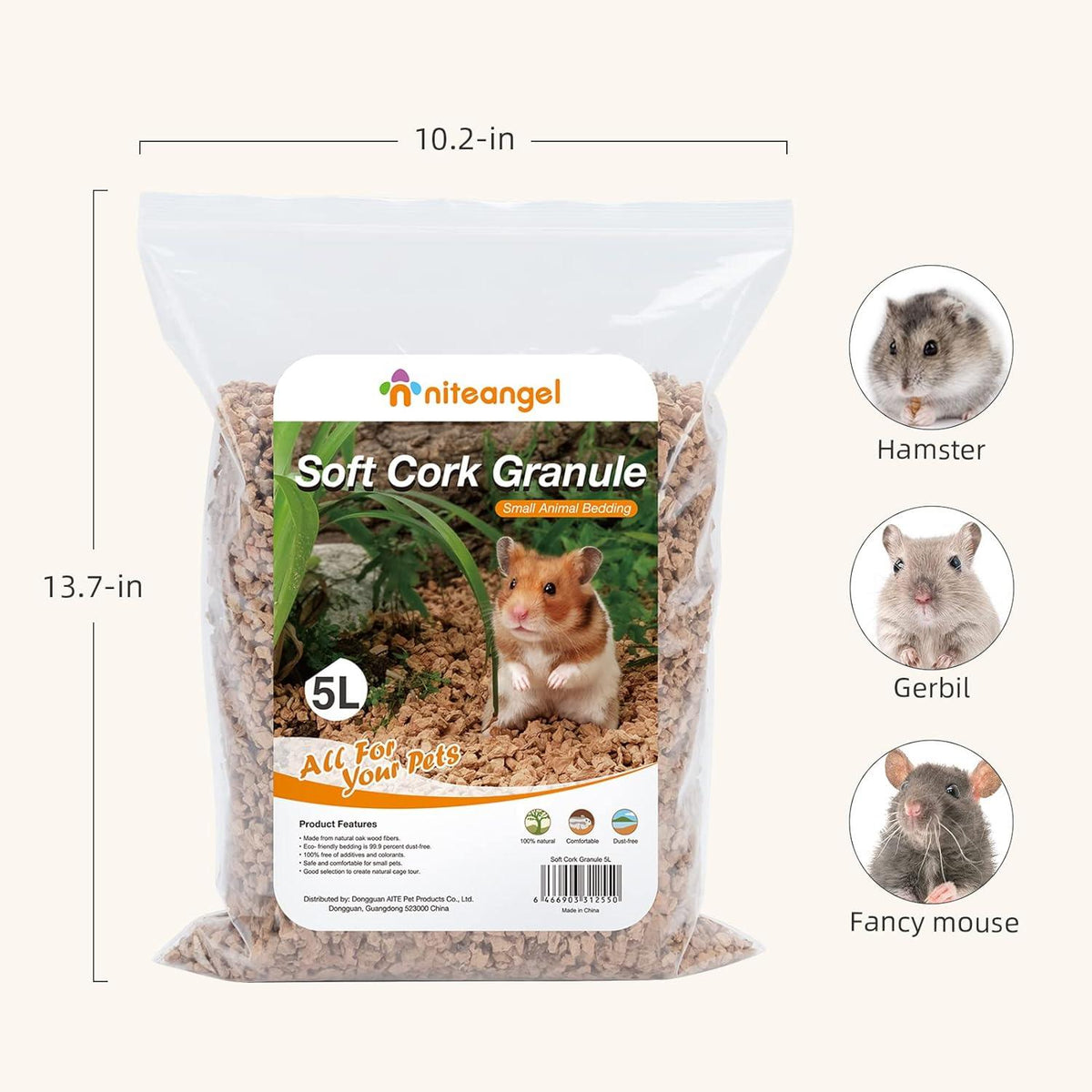 Natürliches Kokosnuss-Hamster-Einstreu für Kleintiere 8-10mm