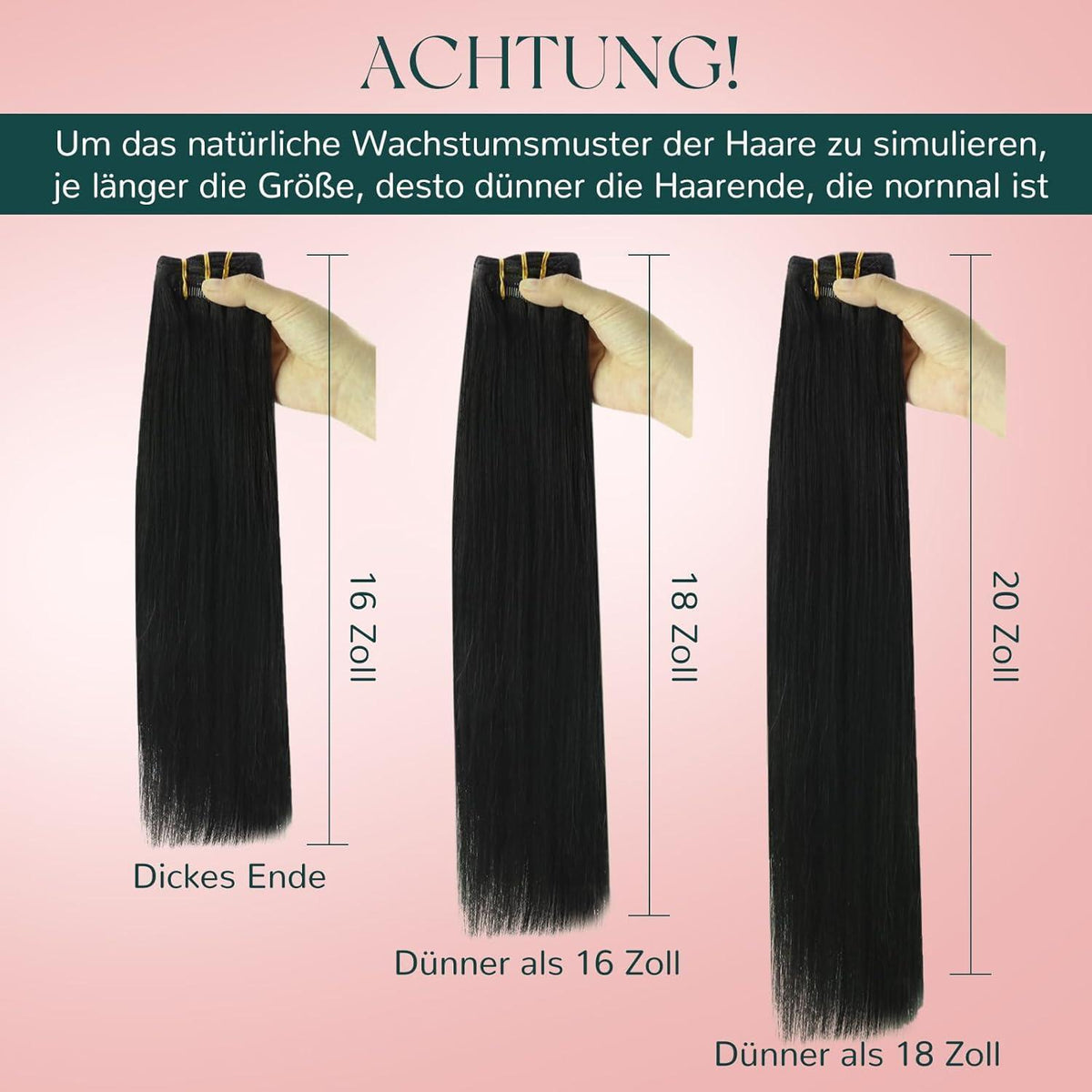 Echthaar Clip-Ins Schwarz – 40cm, 120g, Remy