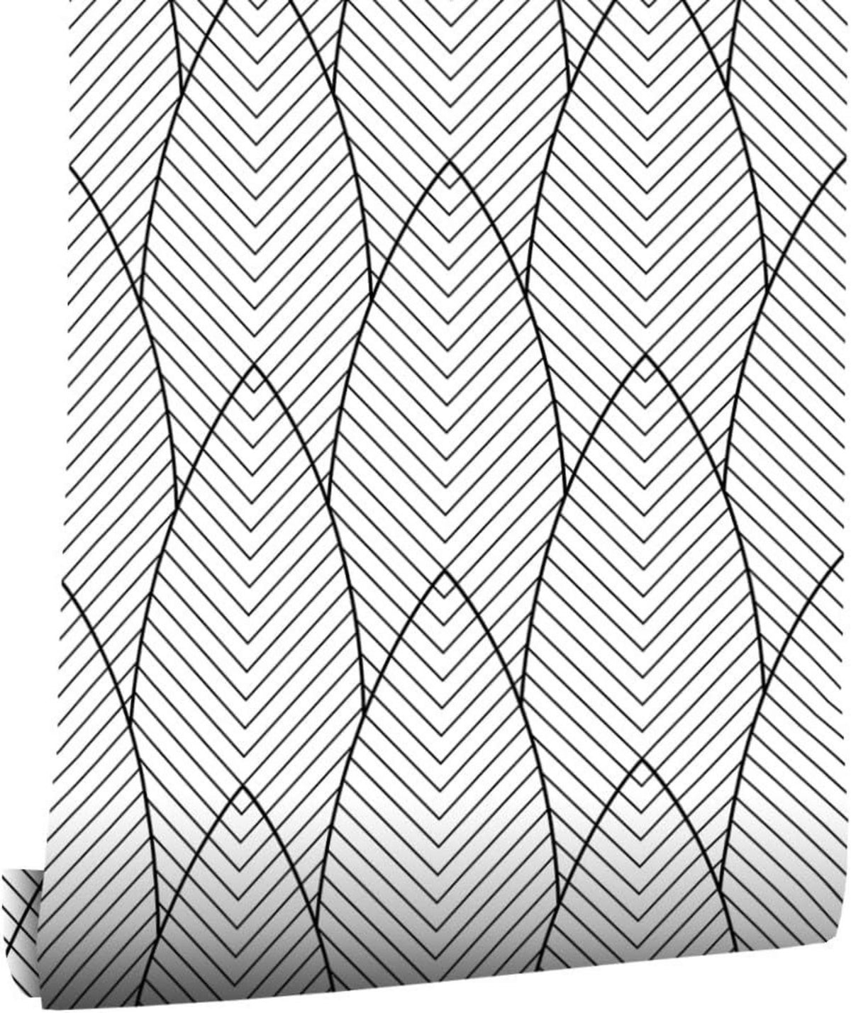 Selbstklebende Schwarze und Weiße Tapete 44x1000cm Modern verdickt