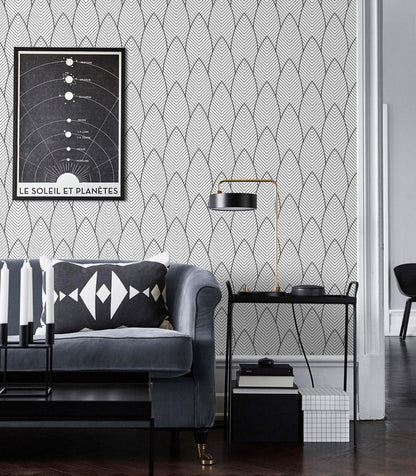 Selbstklebende Tapete Schwarz Weiß 44x1000cm Moderne Möbelaufkleber
