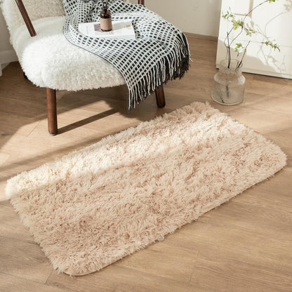Kuscheliger Shaggy Wohnzimmerteppich Beige 60x110cm