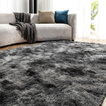 OMERAI Hochflor Shaggy Teppich Dunkelgrau/60x110cm - Waschbar, Antirutsch