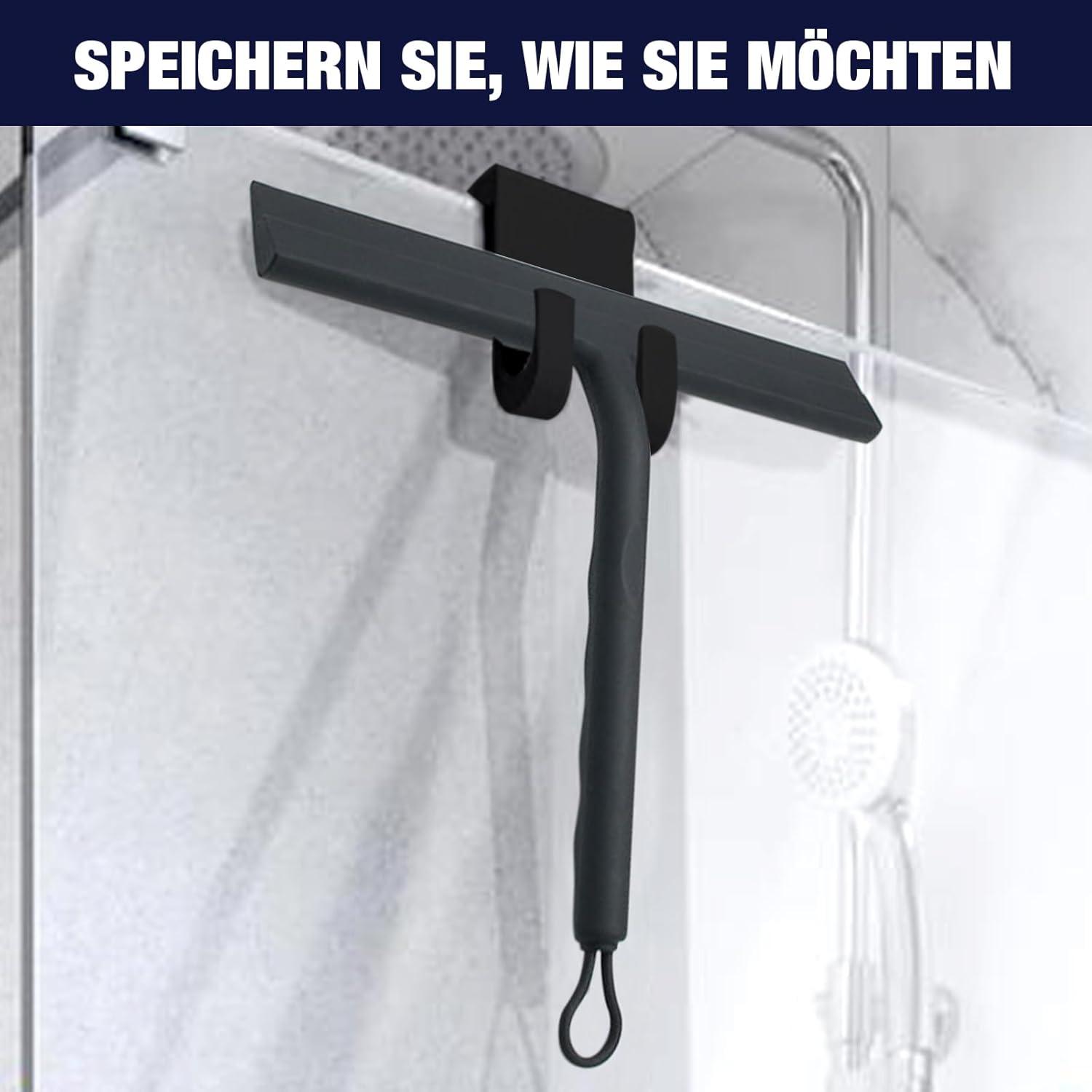 Scettar Duschabzieher Silikon mit Halterung für Badezimmer Fenster Schwarz