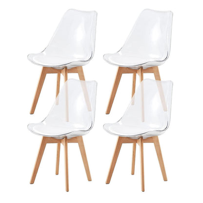 Transparente Esszimmerstühle Set 4er – Skandinavischer Stil mit Holzbeinen