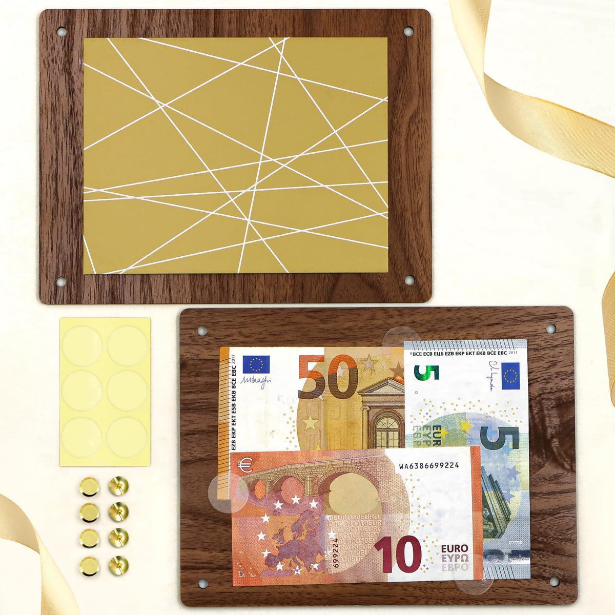 Holz Geldgeschenk Hochzeit Originell mit Karte & Ständer