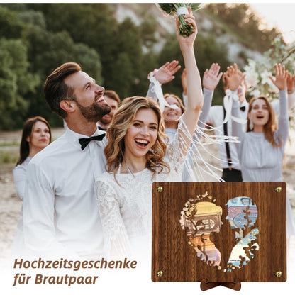 Holz Geldgeschenk Hochzeit Originell mit Karte & Ständer
